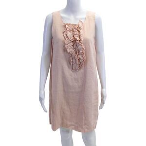 Innika Choo Women Shift Dress Pink Linen Sleeveless Knee-Length Size 2